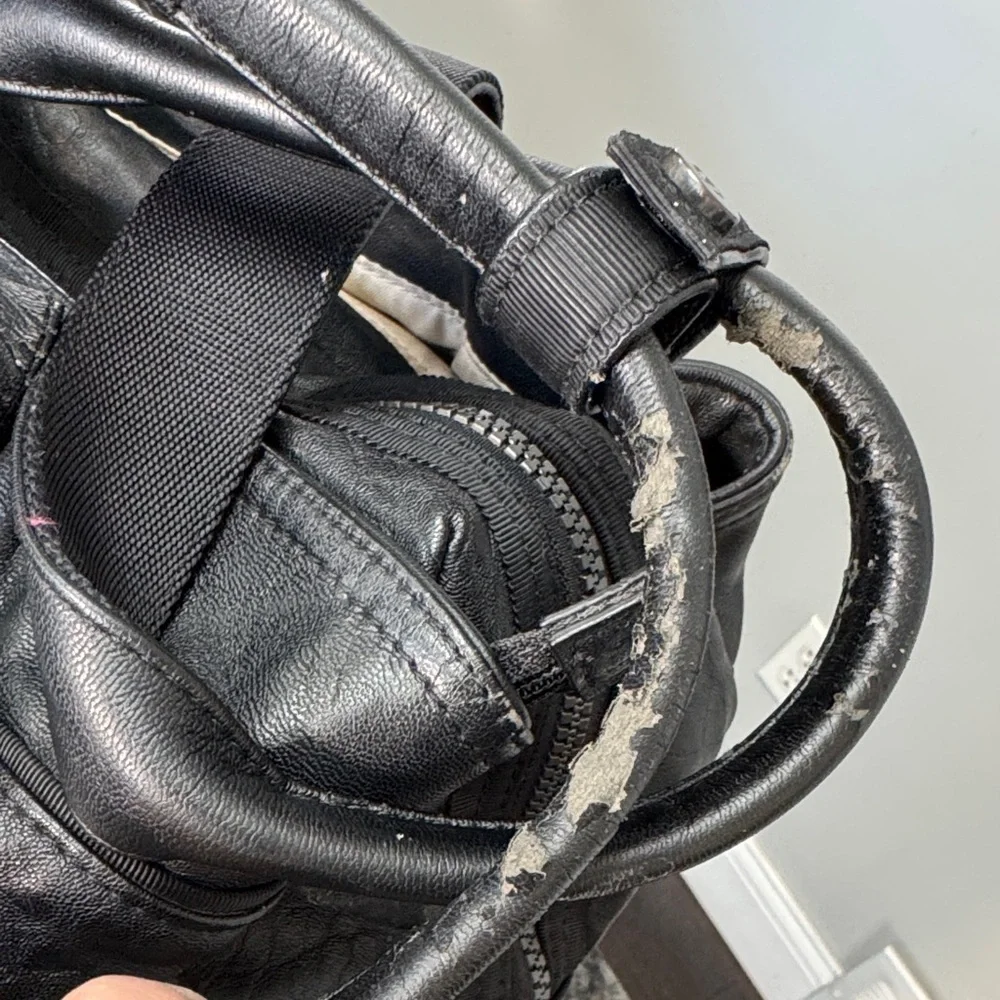 lululemon athletica Black Textured Leather-Look Duffel Bag